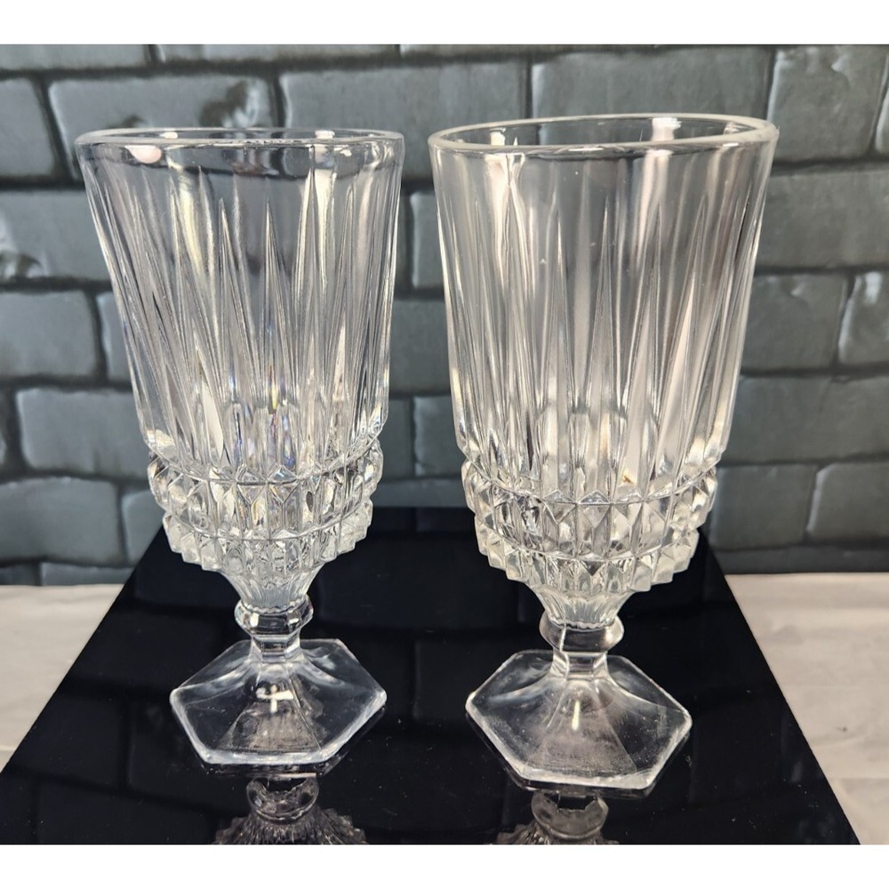 Set of 2 Vintage Fostoria Heritage Footed Water Goblets